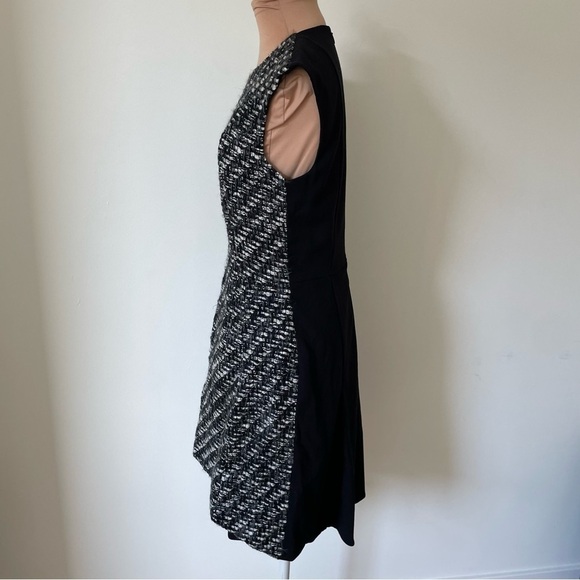 AKRIS PUNTO Black Gray Wool Tweed Mixed Media Knee-Length A-Line Dress EUC US 6 - Picture 7 of 12